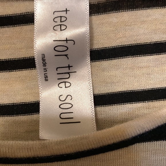 Tee For The Soul Dress, Cream w/Black Stripes & Navy Paisley Design, Small - Picture 4 of 8
